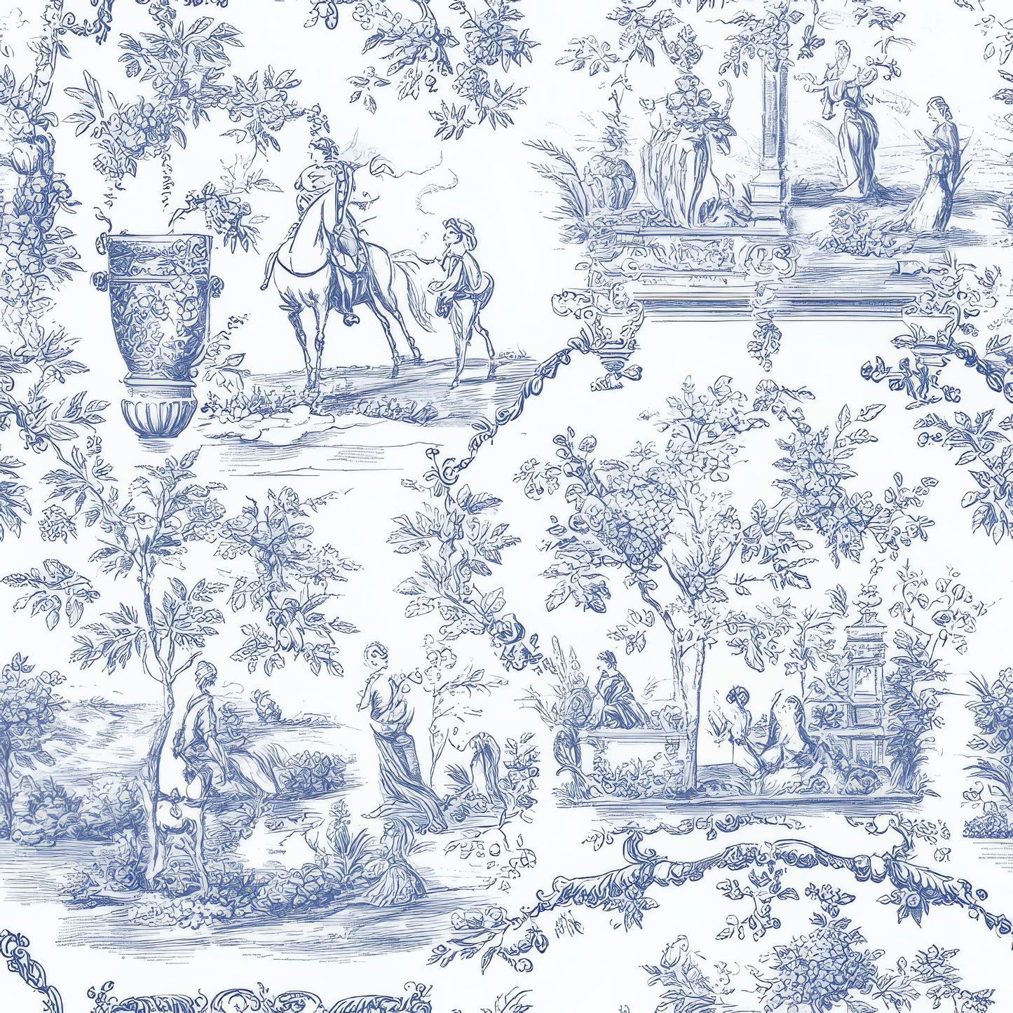 Blue Woodland Toile Memory Foam Nursery Rug – Soft Baby & Kids Play Mat