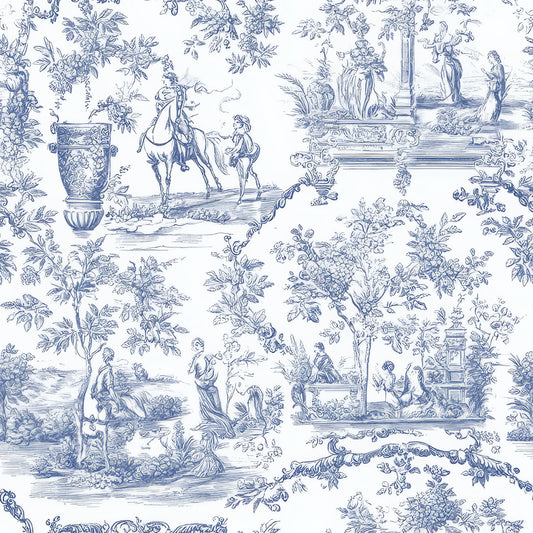 Blue Woodland Toile Memory Foam Nursery Rug – Soft Baby & Kids Play Mat